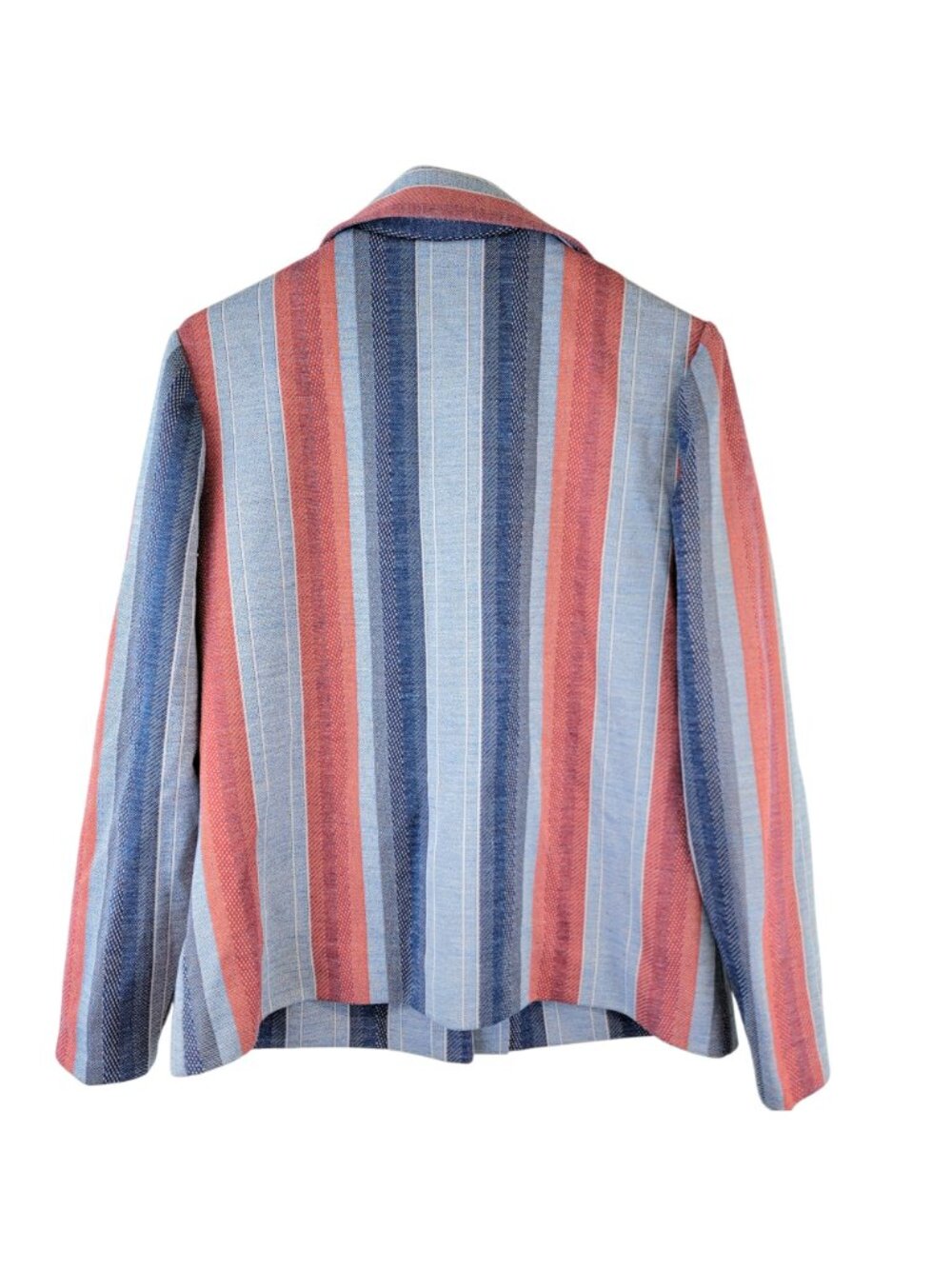 Vintage 70s Stripe Shirt Jacket Women Medium Pink Blue Collar Button Lightweight - Picture 9 of 16